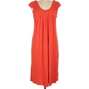 Du Jour Short Sleeve Scoop Neckline Mid-Calve Length Orange Dress Size XS